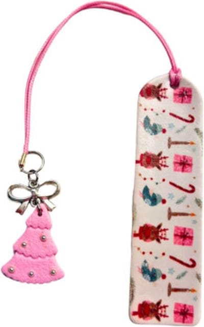 2 Love it Christmas - Boekenlegger - Bladwijzer - Bookmark - Kerst - Polymeerklei - Roze - Rood - Groen - Wit - Zilverkleurig