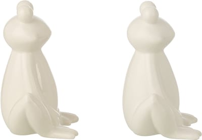 J-Line decoratie Kikker - porselein - wit - doos van 2