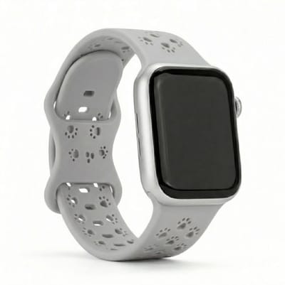 Grijs siliconen horlogebandje met pootafdruk design Geschikt voor Apple Watch 38 mm / 40 mm / 41 mm / 42 mm (serie 10 / 11) zacht flexibel ademend sportief polsbandje