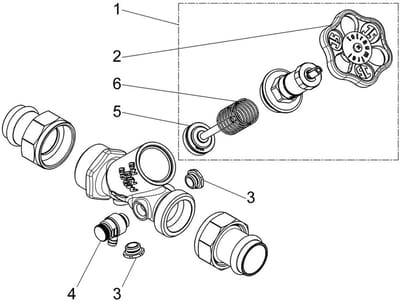 Schlösser Armaturen JS KFR-ventiel, met persaansluiting (buitendraad) MULTI, met ontluchting, met niet-stijgende spindel, DN25, persdiameter 28mm, DVGW gekeurd, 0016872800001