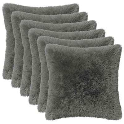 vidaXL - Kussensloop - 6 - pcs - HEERLEN - Lichtgrijs - 30 - x - 30 - cm - PV - Fleece