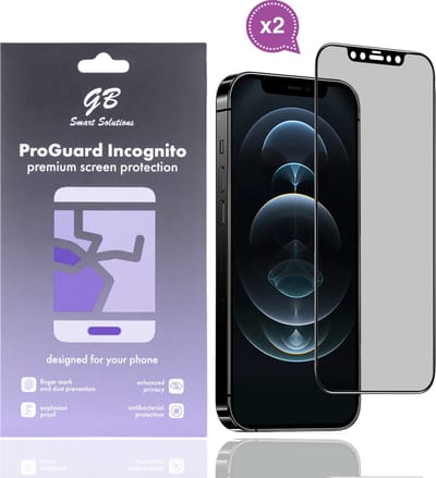 GB ProGuard Incognito Privacy Screenprotector voor iPhone 12 Pro Max – 2 Stuks – Gehard Glas – Volledige Dekking – Anti-Gluren