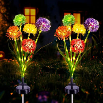 Twee Stuks Zonnebloem Lampen voor Buiten - Waterdichte Decoratieve Tuinverlichting met 2 Modi voor Paden, Tuin Decoratie en Feestelijke Gelegenheden