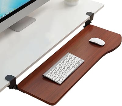 Toetsenbordlade Onder Bureau - Uitschuifbare Lade - Werkplek Organiseren - Montage Zonder Boren - 75 cm - Teak