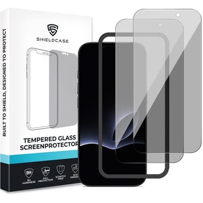 ShieldCase Privacy screenprotector geschikt voor Apple iPhone 17 Pro Max screenprotector - Geleverd met montage frame - 2-pack verpakking - screen protector gemaakt van gehard glas