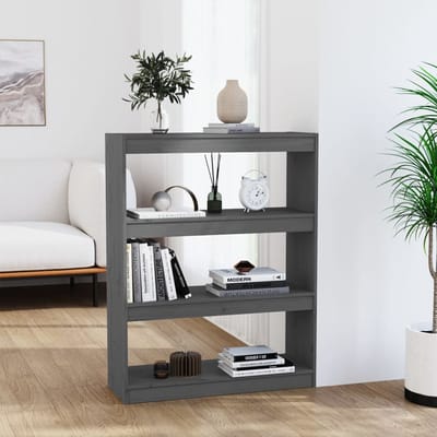 vidaXL - Boekenkast/kamerscherm - 80x30x103,5 - cm - massief - grenenhout - grijs