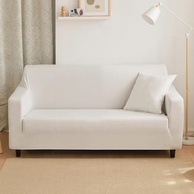 Elastische Bankhoezen Rood/Groen/Paars/Grijs Stretch Bankhoezen voor Banken Slipcovers 1/2/3/4 Zits Meubelbeschermhoes 1 Seat (90-140cm) beige