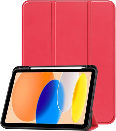 Hoesje - Geschikt voor Apple iPad A16/A18 (2025/2026) - 11 inch (11e & 12e generatie) - Dun & Stevig - Trifold Bookcase - Hard Cover Case - Met Uitsparing Geschikt voor Apple Pencil - Hardcover Book - Tablet Hoes - Rood