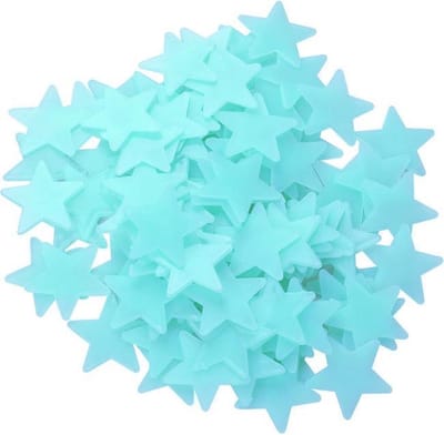 Glow in the Dark Sterren Muursticker - 100  stuks - KELERINO. - Blauw
