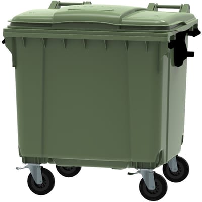 Afvalcontainer 1100 liter groen vlak deksel | GFT container