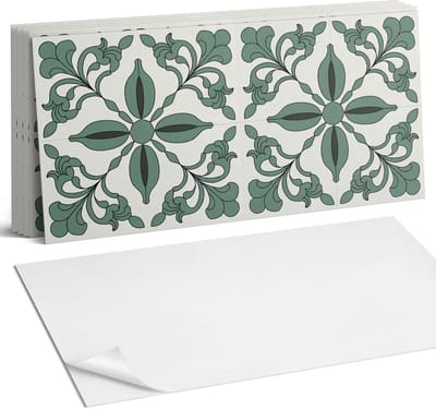 Coloray Plaktegels - Elegant plantenpatroon Wandtegel Zelfklevend - 60 cm x 30 cm - Groente Plaktegels - 6 stuks - Rechthoek PVC Tegels - Plaktegels Keuken - Zelfklevende Vloertegels Badkamer - Vinyl Tegels - Zelfklevende Wandtegels