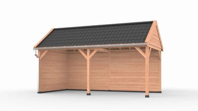 Douglas overkapping zadeldak, 600 x 300, met achterwand en zijwand, Westwood Ruiter Plus