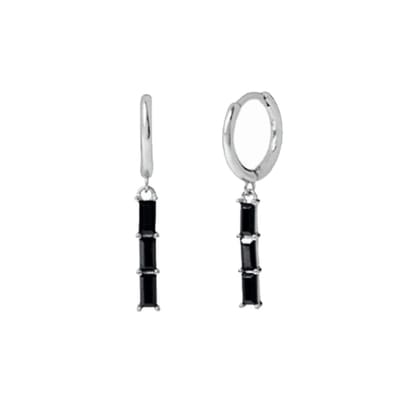 LILI Bar Oorringen / Oorbellen | Zwart/Zilver | Ø 10 mm | 20 x 5 mm | 925 Silver