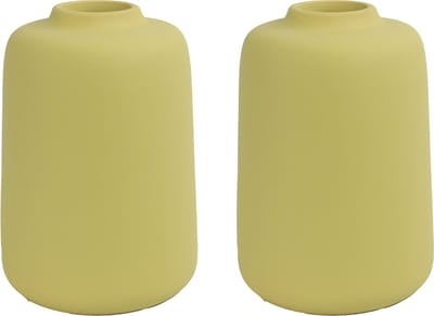 Countryfield bloemenvaas - 2x stuks - geel terracotta - D15 x H21 cm