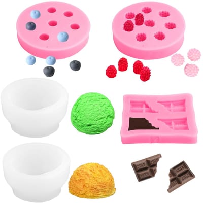 Dailygoody - Siliconen gietvormen - Kaarsen maken - Creatieve hobby - Roze en wit - 3D ijsbol-vormen - Perfect voor fruitvormige kaarsen en zeep