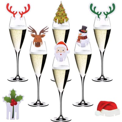80 STUKS Kerst Wijnglas Markers Schattige Kerstman Rode Hoed Sneeuwpop Wijn Glas Kaart Kerstvakantie beige