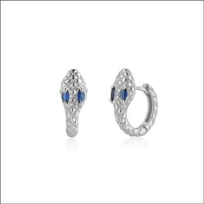 Aramat Jewels | Oorringen | 925 Zilveren Slangen Oorringen 10mm met Zirkonia - Snake Hoops | Zilverkleurig / Blauw | |4mm | Zilver | Kinderen, Volwassenen | Verkleurd niet