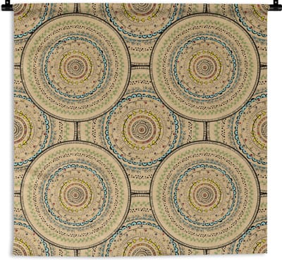 Wandkleed - Wanddoek - Cirkels - Patronen - Zuid-Amerika - 180x180 cm - Wandtapijt