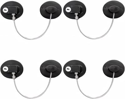4 Pack Kastsloten met Sleutels voor Babyveiligheid - Geen Boren, Koelkast Slot voor Kinderen, Zwart