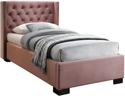 Vente-unique Bedframe fluweel roze 90 x 200 cm MASSIMO