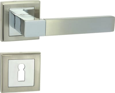 Domino® Deurkrukgarnituur REAL-QR M6/M9 - Chroom/Nikkel - BB- gladde sleutel met Vierkant Rozette - Deurbeslag van aluminium - Deurklink voor kamerdeur, kantoordeur, kelderdeur en binnendeur