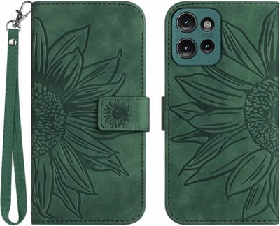 Coverup Hoesje - Geschikt voor Motorola Edge 50 Neo Hoesje - Coverup Zonnebloem Book Case met Koord - Groen