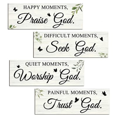 Wit houten tekst borden muurdecoratie set 4 delig voor dames en heren met inspirerende teksten bijbel quotes vintage stijl wanddecoratie woonkamer decoratieve panelen