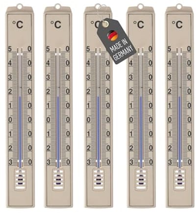 Buitenthermometers Set van 5, Temperatuur -30 °C tot +50 °C, Weerbestendig en Analoge Thermometers voor Binnen en Buiten