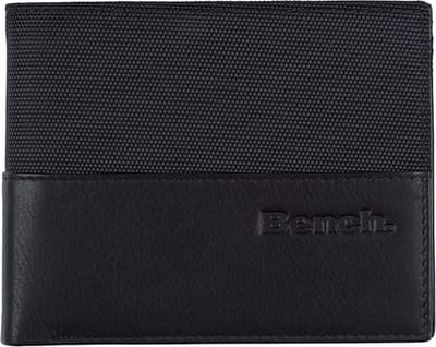 Bench Carbon portemonnee leer 12 cm - Jongens - Horizontaal - schwarz