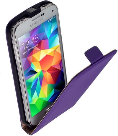 LELYCASE Lederen Flip Case Cover Hoesje Samsung Galaxy S5 Mini Lila