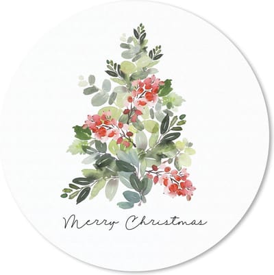 Muismat rond 20x20 cm - Mousepad Kerst - Waterverf - Kerstboom - Ronde muismatten - Kerst - Cadeau - Kerstcadeau voor mannen en voor vrouwen