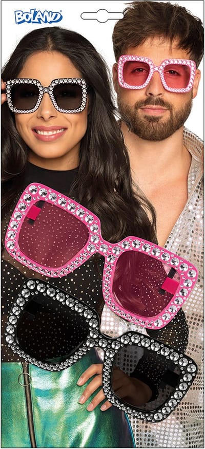 Boland - Set 2 partybrillen Bling bling zwart/roze - Volwassenen - Glitter and Glamour - Glitter and Glamour