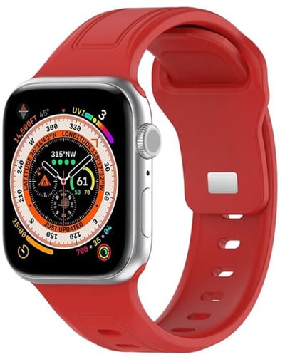 By Qubix - Geschikt voor Apple Watch bandje - Square siliconen band - Rood - Geschikt voor Apple Watch 38mm / 40mm / 41mm / 42mm