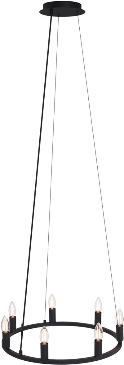 QAZQA knight - Industriele Hanglamp - 7 lichts - Ø 50 cm - Zwart - Industrieel - Woonkamer | Slaapkamer | Keuken