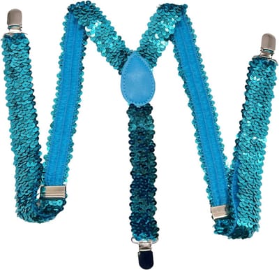 Unisex Sequin Suspenders met Elastische Y-Back en Sterke Clips voor Kostuums en Feestjes - Blauwe Accessoires