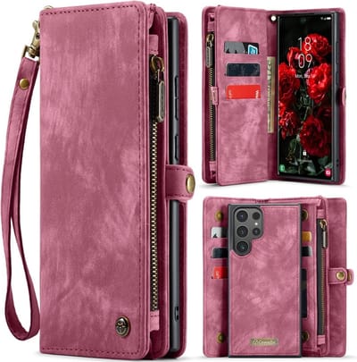 CaseMe Hoesje - Geschikt voor Samsung Galaxy S25 Ultra Hoesje - CaseMe 008 2-in-1 Book Case & Back Cover met Portemonnee - Pink