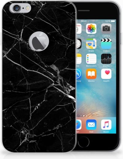 Apple iPhone 6 Plus | 6s Plus TPU Siliconen Hoesje Marmer Zwart - Origineel Cadeau Vader