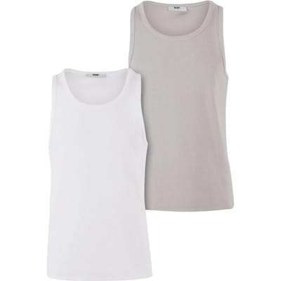 DEF - Basic 2 Pack Tanktop - S - Wit/Grijs