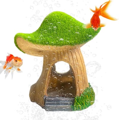Aquarium Decoratie - Vissenhuisje - Onderwater Decor - Realistisch Huisje - 13x9x13 cm - Groen