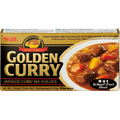 S&B Gouden Curry Saus Mix Heet - Compleet Kruidenpasta Pakket voor Pikante Indiase Currygerechten - 220 g