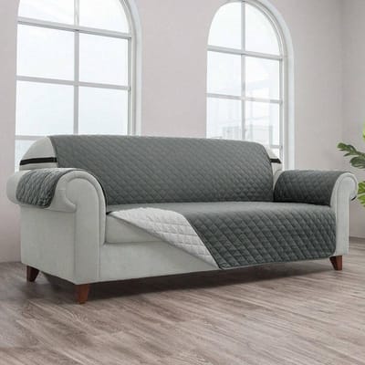 Bankhoezen voor 3-zitsbank Sofa Huisdiervriendelijk, Omkeerbare Gewatteerde Bankhoezen Wasbaar voor Honden, Meubelbeschermhoes 3 Seater white