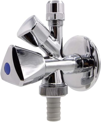 Hoekventiel - Waterkraan - Sanitair Aansluiten - Drie Poorten - 1/2 inch - Chroom