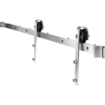Kit de Quincaillerie pour Porte de Grange Coulissante 8 Pieds pour Porte de Grange Coulissante Simple Argent