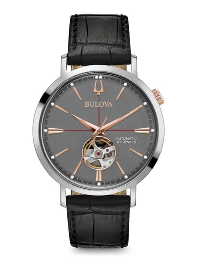 Bulova Automatic 98A187 Horloge - Leer - Zwart - Ø 41 mm
