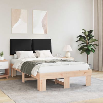 vidaXL - Bedframe - met - Gevoerde - Hoofdbord - Zwart - 120 - x - 200 - cm