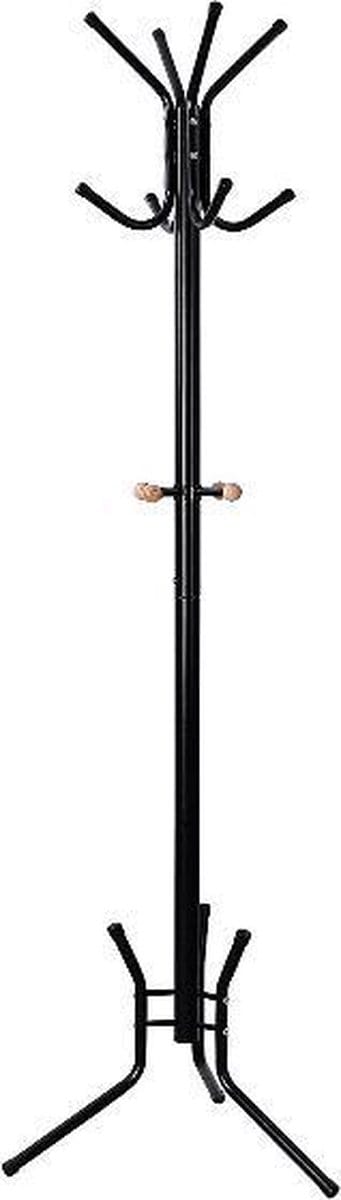 MIRA Home - Kapstok staand - Kledingstandaard - Kapstok met haken - Metaal - Zwart - 49x49x176 cm