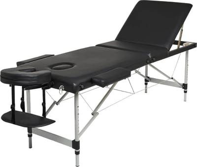 Massagetafel inklapbaar - 3 secties - aluminium - zwart
