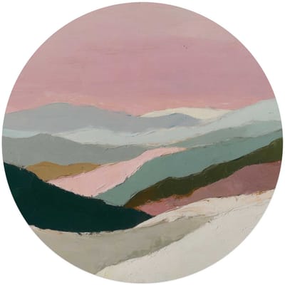 Glasschilderij Bergen in roze wolken I - Ø 70 - Glas - REINDERS