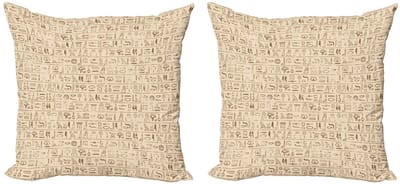 ABAKUHAUS – Egyptische kussenhoes 2x40x40 cm – dubbelzijdig – tanbruin