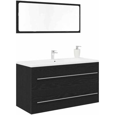 vidaXL - Waskast - Zwart - Eiken - 90 - x - 45 - x - 1.5 - cm - Bewerkt - hout